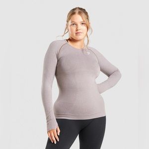 Gymshark Vital Seamless 2.0 Long Sleeve Top - Taupe Marl